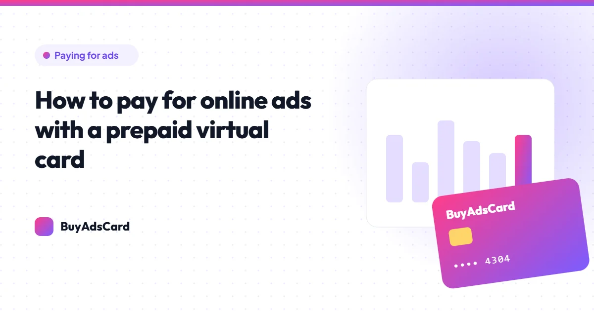 A pink and violet virtual card next to a rising campaign chart